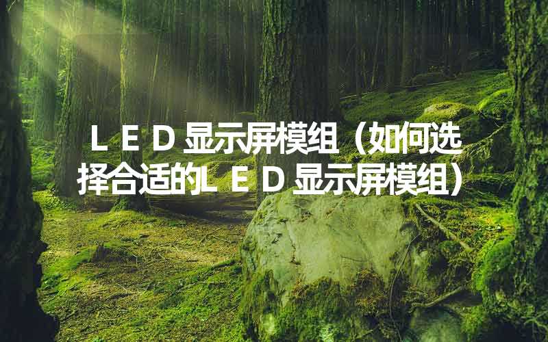 LED显示屏模组（如何选择合适的LED显示屏模组）