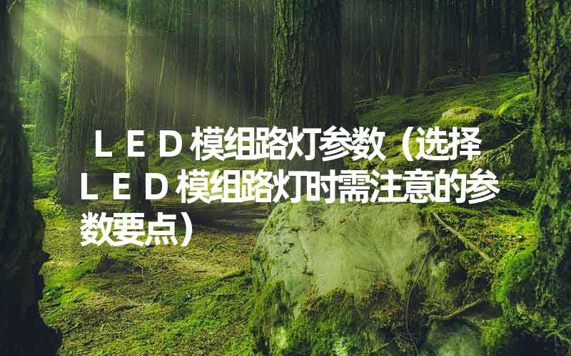 LED模组路灯参数（选择LED模组路灯时需注意的参数要点）