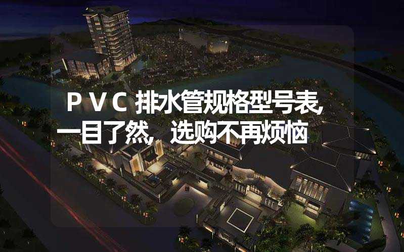 PVC排水管规格型号表,一目了然,选购不再烦恼