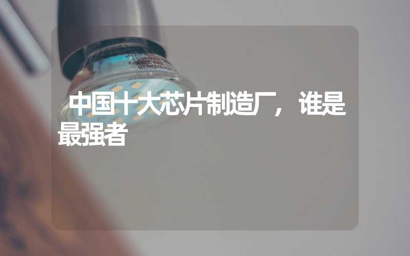 中国十大芯片制造厂,谁是最强者