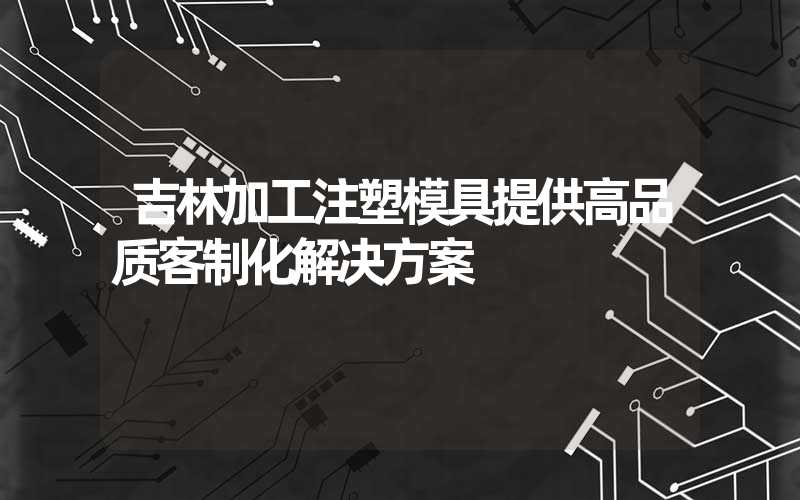 吉林加工注塑模具提供高品质客制化解决方案